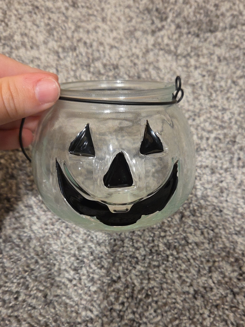 🎃Glass Jack O Lantern Halloween Tea Light Holder